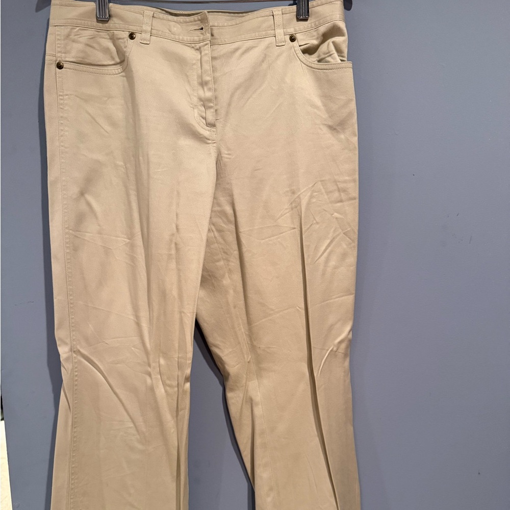 Beige Straight-Leg Pants with Buttons